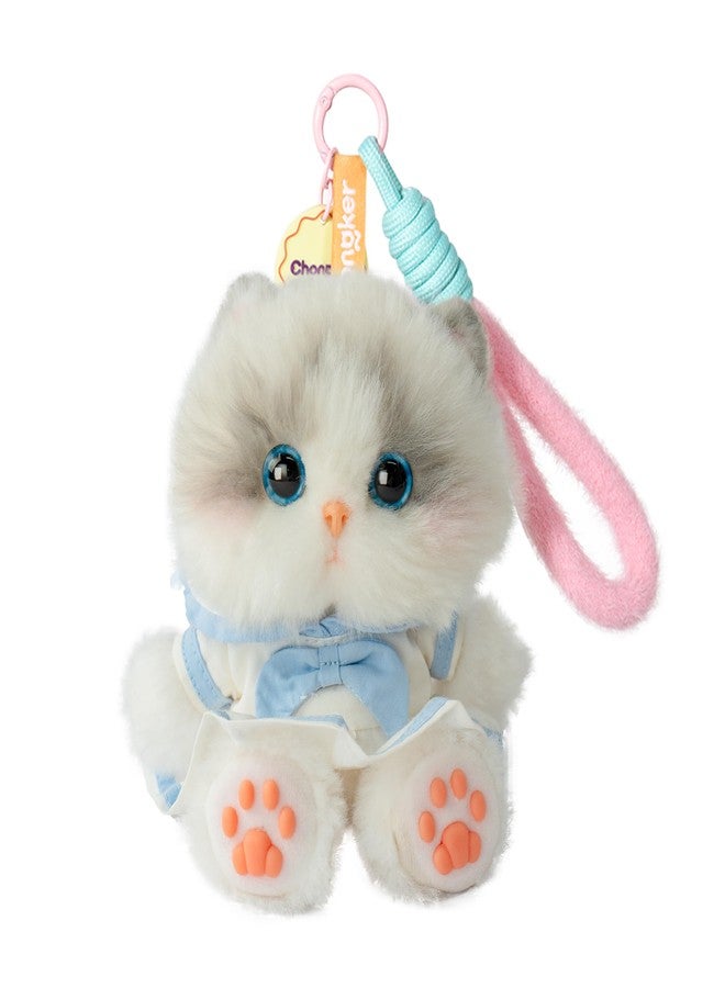 Chongker Plush Keychain, 4.7" Inch Cute Stuffed Animal Keychain, Cat Plush Purse Charm Pendant Gift for Women Bag Pet Lovers (Silver-Gray Cat) - Image 1
